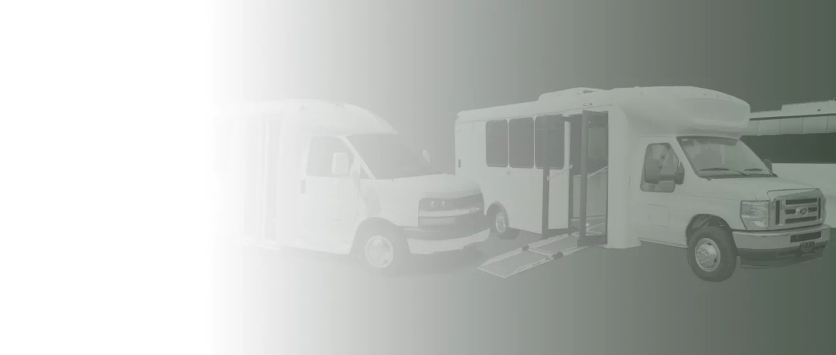 cutaway shuttle buses gray green hue gradient into white