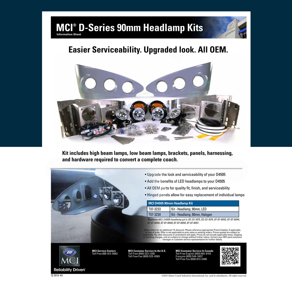 90mm Headlamp Replacement Kit information sheet