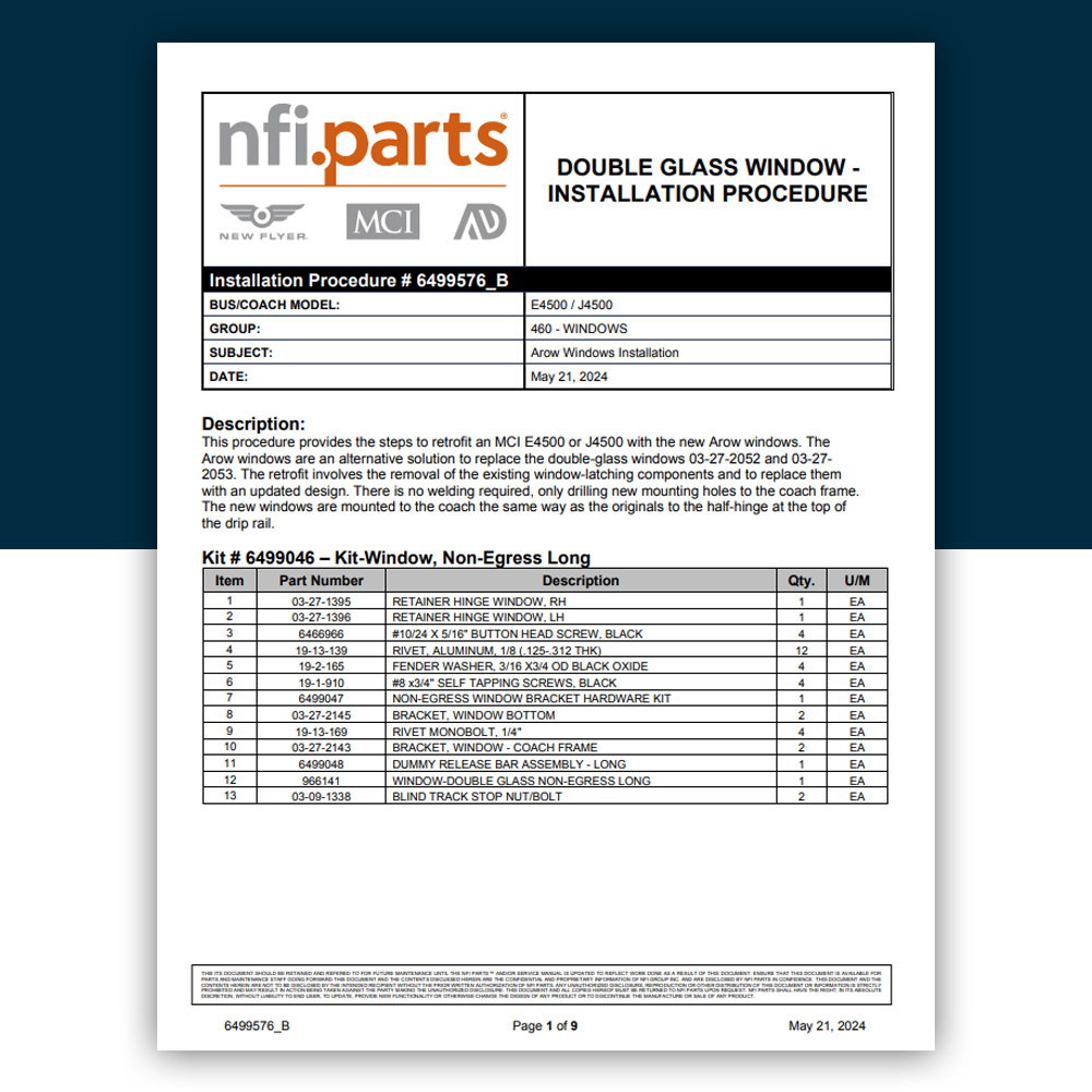 Arow Installation Instructions information sheet