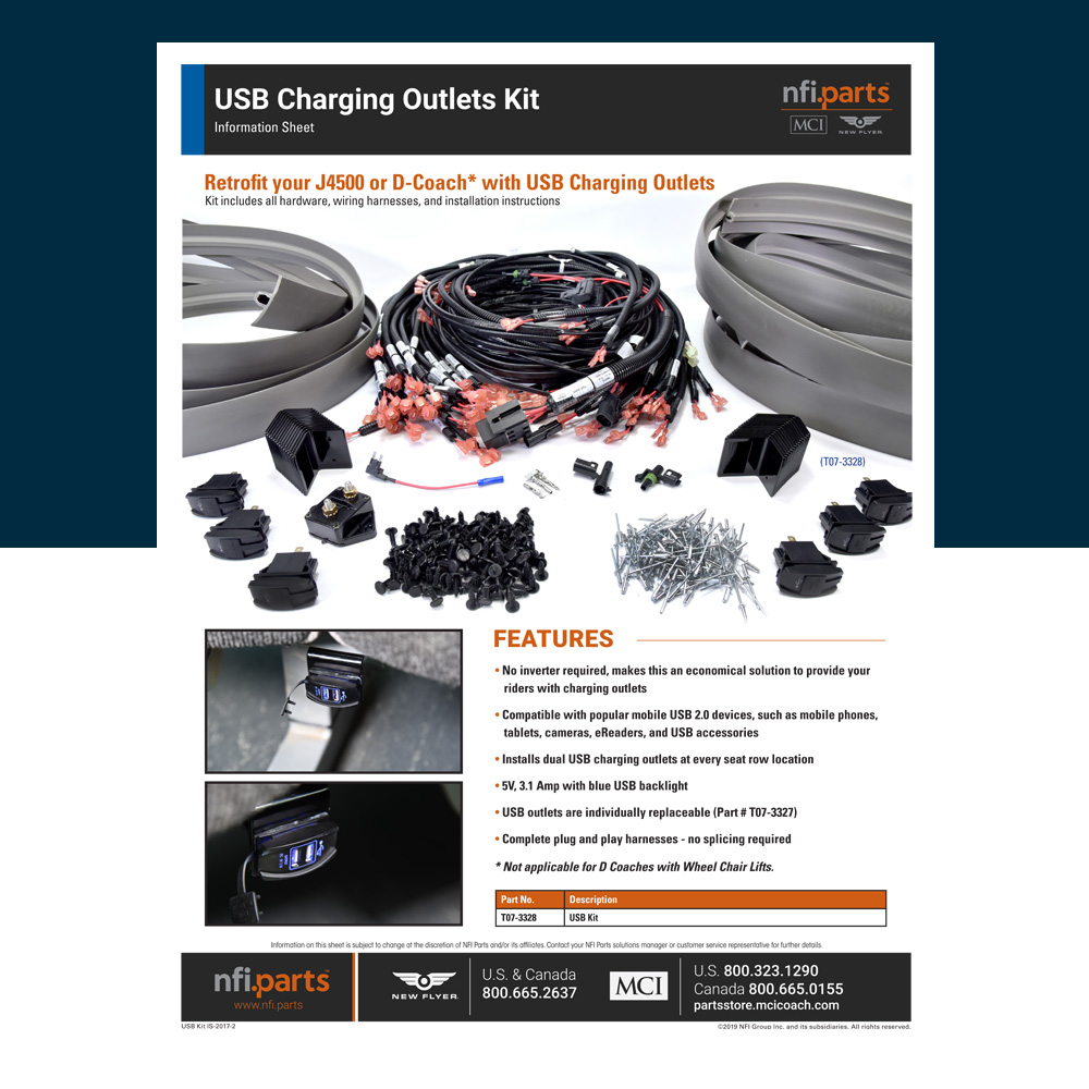 USB Charging Kit information sheet