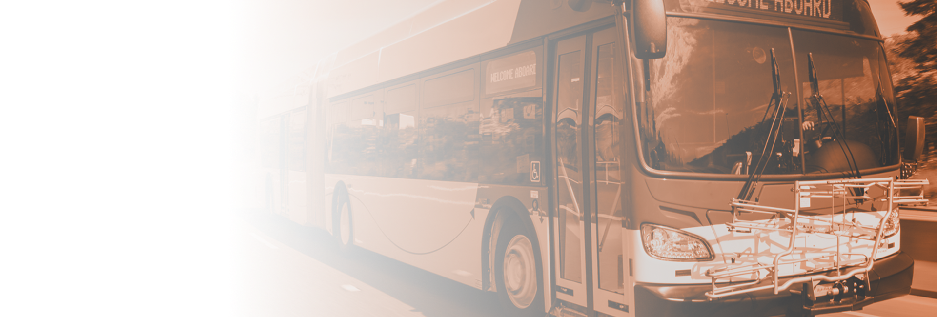transit banner new flyer city bus orange hue gradient into white
